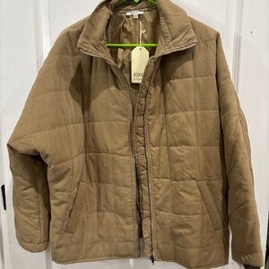 JODIFL Men's Quilted Light Brown Puffer Jacket